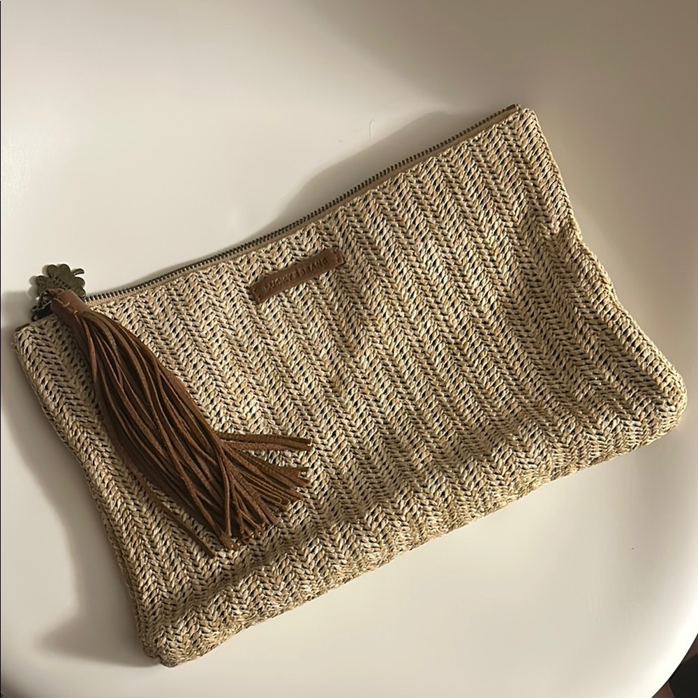 Lucky Brand Tan Woven Clutch with Tassel